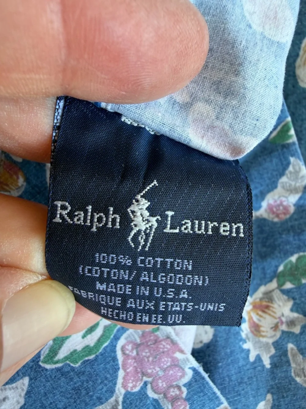 VTG Ralph Lauren Jardin Blue Standard Pillowcase Set Blue Floral Fruit 80s FLAWS